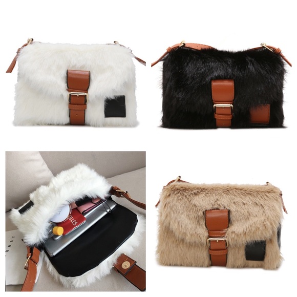 1 left!!! Faux shaggy fur crossbody bag - Picture 6 of 7